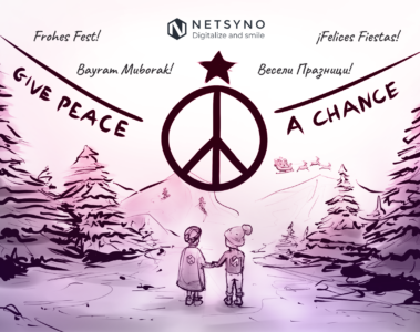 Weihnachtskarte give peace a chance