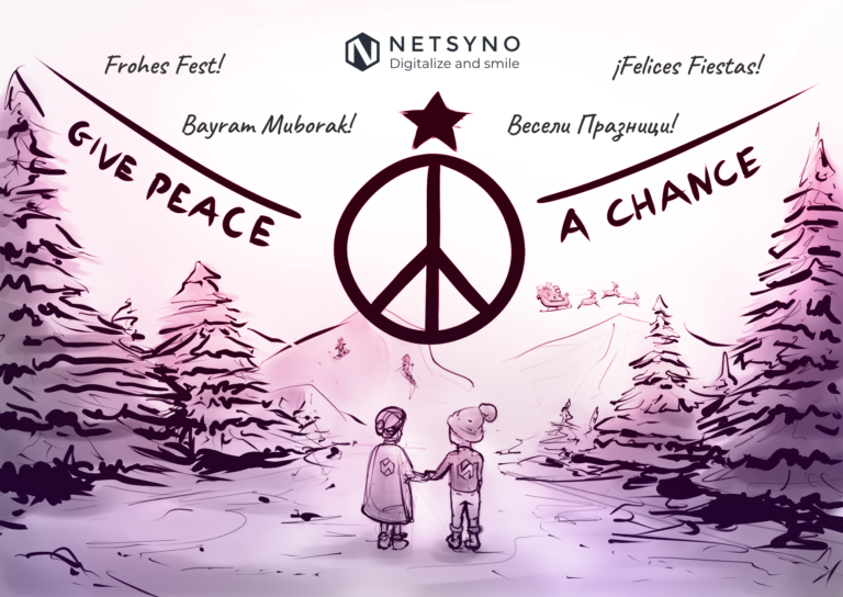 Weihnachtskarte give peace a chance